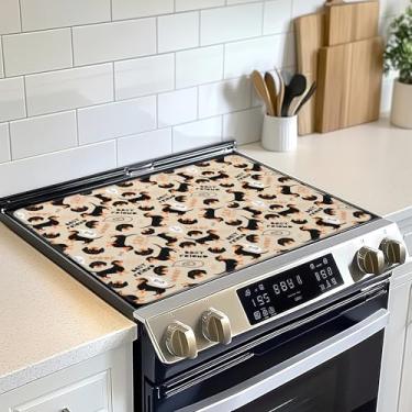 Imagem de Tampa superior de fogão de vidro resistente ao calor, tapete de cobertura de fogão de cerâmica bonito Dachshunds evita arranhões fogões/balcão/protetor de arruela, 71 x 50 cm