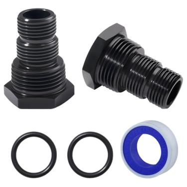 Imagem de 2 peças adaptador de filtro de óleo adaptador de rosca 1/2-28 fêmea para 3/4-16 13/16-16 3/4 NPT macho mangueira redutor conector de encaixe de linha de combustível com anel de vedação e fita para