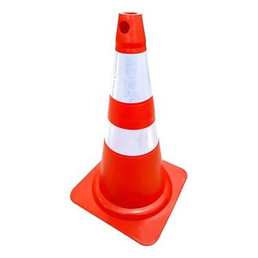 Imagem de Cone De Sinalização Flexível 75cm Com Faixa Refletiva NBR 14644 para Trânsito e Segurança Viária