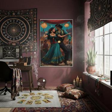 Imagem de Quadro Decorativo Casal De Ciganos Dançando - 70X50Cm - Quadros On-Lin