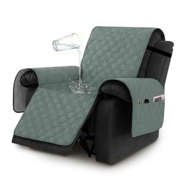 Imagem de H.VERSAILTEX Capas de cadeira reclinável 100% à prova d'água, capas reclináveis antiderrapantes permanecem no lugar, capa grossa para cadeira reclinável com bolso, protetor de capa de sofá de cachorro