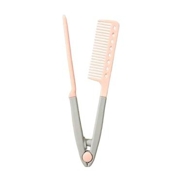 Imagem de Pente alisador de cabelo, design em forma de V, escova profissional para alisar e pentear para cabelos lisos e brilhantes, chapinha portátil para casa, viagens, férias e uso diário