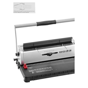 Imagem de YYLHJW Máquina de encadernação, máquina de encadernação espiral de bobina, criador de livros, 34 furos, encadernação, 120 folhas de perfuração com espinhas de encadernação (elétrica 117 cm)