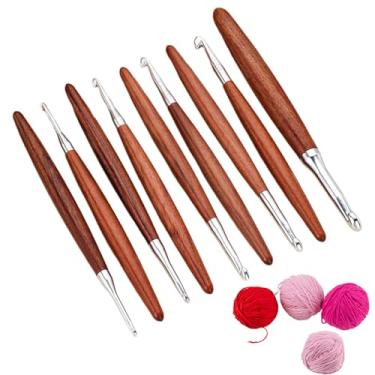 Imagem de Ganchos De Crochê,Ferramenta De Artesanato Para Tricô Com 8 Peças | Conjunto De Agulhas Para Crochê Ergonômicas Em De Faia | Para Principiantes Pessoas Adultas Mulheres