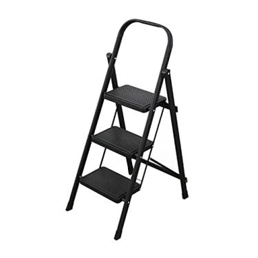 Imagem de Escadas dobráveis Escadas de 3 degraus Banqueta dobrável com pega de metal conveniente e pedal resistente deslizante escada portátil leve escada resistente (cor: Escada C) (Escada a)