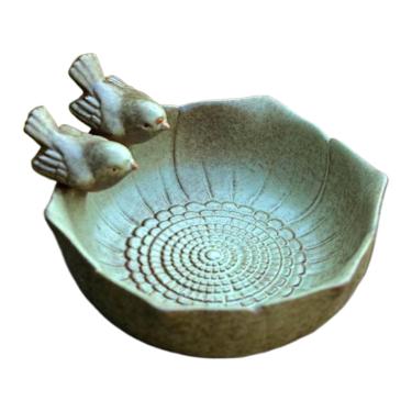 Imagem de Banheira de cerâmica para pássaros - tigela alimentadora de pássaros para jardim ao ar livre | Bandeja de alimentação de pássaros artística para jardim, gramado, piso, banhos de pássaros, para
