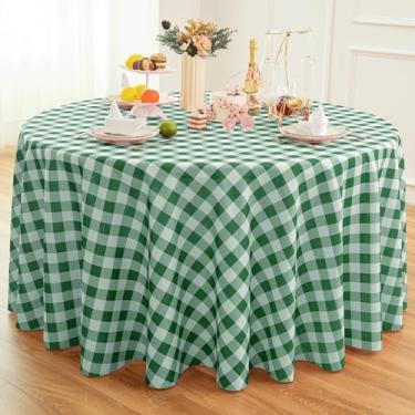 Imagem de Essifunia Toalha de mesa xadrez à prova d'água – Toalha de mesa xadrez clássica redonda de 300 cm para uso interno/externo – Capa de mesa Buffalo para piqueniques, churrascos e festas