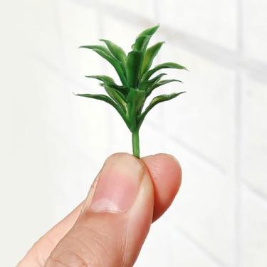 Imagem de 100 peças de simulação de mudas de milho, modelos de plástico de plantas verdes para culturas e cenários de culturas, talos de milho, conjunto de enfeites de fazenda de jardim, mini planta acessório