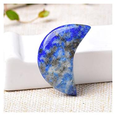 Imagem de Cheio de textura cristal de quartzo natural pedra em forma de lua crescente manual ornamentos de cristais de quartzo polido diy presente artesanato com pedras preciosas (cor: lazúli, tamanho: 35 x 22
