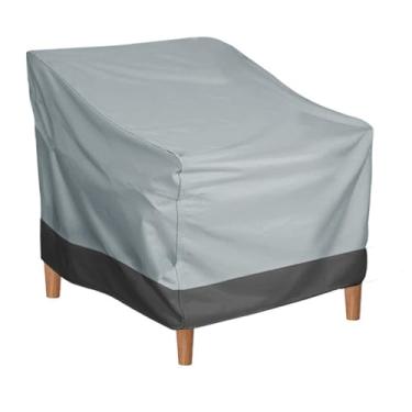 Imagem de Ainoli capa para cadeira de pátio, tecido oxford, resistente à água, revestimento prateado, móveis para ambientes externos, para casa, gramado, pátio e jardim (Grey Black 190T)