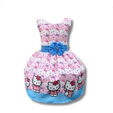 Imagem de Vestido Infantil Temático Festa Hello Kitty Aniversário Luxo - Pequeno