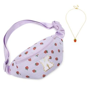 Imagem de I IHAYNER Presentes de aniversário para meninas de 3, 4, 5, 6, 7, 8, 9, 10, 11, 12, 13 anos, pequena, com inicial, bolsa de cinto personalizada, Roxo-K, Small, Casual