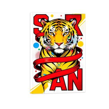 Imagem de Animais Pintura Arte Parede - Tigre - Impressões em tela - Moderno Colorida Pôster para decoração sala de estar 30x45cm Tela Embrulhada