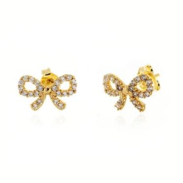 Imagem de Brinco Ouro 18k Laço com Zircônia - 750 Net Oz