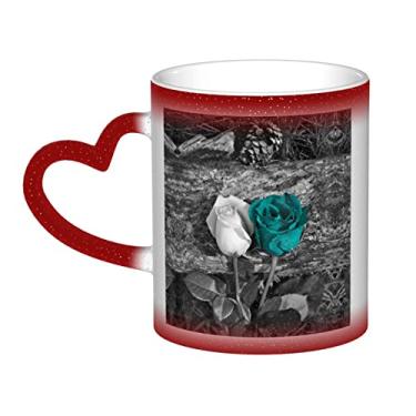 Imagem de Caneca de café divertida rosa cinza petróleo, copo de cerâmica com mudança de cor sensível ao calor 12 Oz, para café/chá/leite/cacau, para adolescente/aniversário/festival/presentes