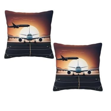 Imagem de Mochila Avião - Fronha decorativa estampada com zíper, fronha de seda hipoalergênica, para casa e viagem, presente para qualquer ocasião, 41 x 40 cm