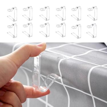 Imagem de 12 peças de clipes transparentes para toalha de mesa – Clipes de suporte de toalha de mesa de plástico durável para prender capas – Clipes de toalha de mesa transparentes para refeições internas e