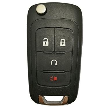 Imagem de Capa para chave de carro J-ACCES, capa para GMC Chevrolet Chevy Equinox Sonic Trax Terrain 4 botões sem corte, flip em branco, dobrável, entrada sem chave, capa de substituição remota (4 botões capa de chave - modelo 3)