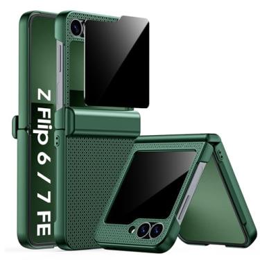 Imagem de Spugan Capa para Samsung Galaxy Z Flip 6 com protetor de tela de privacidade e proteção de dobradiça, fina, antiderrapante, rígida, à prova de impacto, capa de carregamento sem fio para Galaxy Z Flip