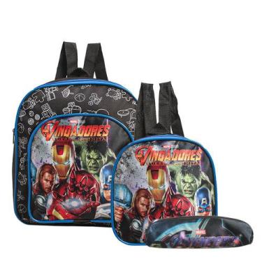 Imagem de Mochila Escolar Vingadores Marvel Costa Kit Lancheira+Estojo - Toys 2U