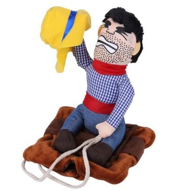 Imagem de Fantasia de Cowboy para Cachorro Estimação Traje Engraçado com Chapéu Halloween Festa Cosplay Fins Semana Festas Aniversários Casamentos Desfiles Foto Dia Brincadeira Design Sela Ajustável e Prático