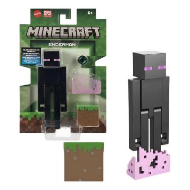 Imagem de Boneco Enderman Com Bloco De Grama 8 Cm Minecraft Mojang