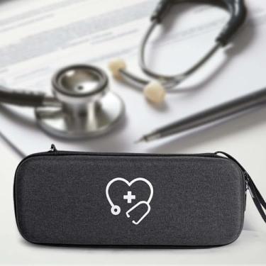 Imagem de Estojo rígido para estetoscópio compatível com 3M Littmann Classic III, Lightweight II S.E, Cardiology IV Diagnostic, MDF Acoustica Deluxe Estetoscópios para Martelo de Percussão Taylor, Preto