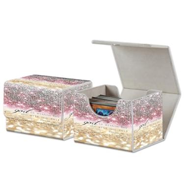 Imagem de RAUEDWDJS for MTG Card Deck Box,PU Leather Extra Large Storage Collectible Card Games Box Case Cover Fit for MTG TCG CCG Magic Cards-Pink Glitter Psalm 46:5