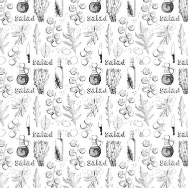 Imagem de Papel De Parede Salada Branco E Preto Autocolante Cozinha