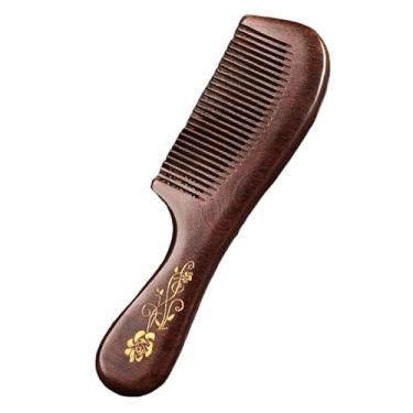 Imagem de Pente de Cabelo Madeira Dentes Finos com Cabo para Mulheres Sem Estática Sândalo Natural Desembaraçar