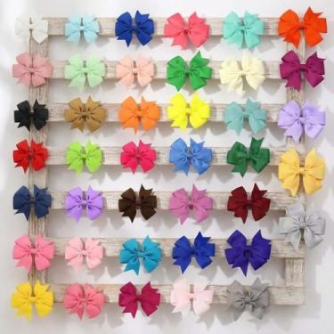 Imagem de 40 peças de laços de cabelo com clipes jacaré, acessórios de cabelo de cores sortidas em embalagem individual, grampos de cabelo pequenos para vários tipos de cabelo e necessidades de estilo