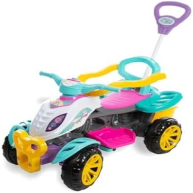Imagem de Carrinho infantil passeio menina, quadriciclo com haste, pedal e apoio,divertido.