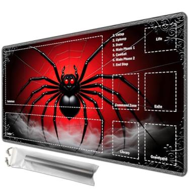 Imagem de Tapete de brinquedo 61 cm x 35 cm com zonas mágicas para jogos de cartas MTG, tapete de jogo de tabuleiro para cartas de quebra de cartas Commander Deck Gaming Card Game Battles Mat com sacos de