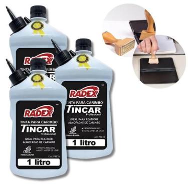 Imagem de Kit 3 Tintas 1 Litro Cada Para Recarregar Almofada Carimbo Preto Alto 