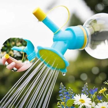 Imagem de Pacote com 2 tampas de garrafa, bico de irrigação de cabeça dupla para garrafas de plástico, vaso de plantas de interior e ferramenta de jardim para mudas e bonsai