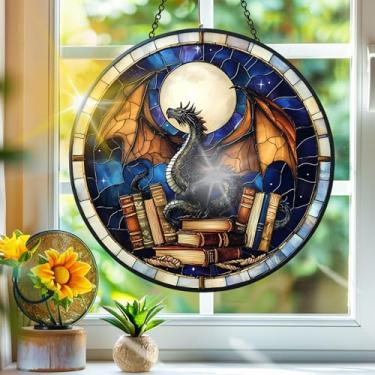 Imagem de Apanhador de sol de acrílico colorido, decoração de janela suspensa de dragão, arte de parede de arco-íris, para varanda, interior e exterior, jardim, enfeites de Natal, decoração de 19 x 19 cm CH#45