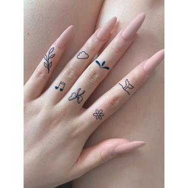 Imagem de Suco de ervas semipermanentes realistas tatuagens temporárias arco gato estrela flores grama não reflexivo pulso ombro pescoço pescoço clavícula corpo impermeável tatuagem adesivo x 1