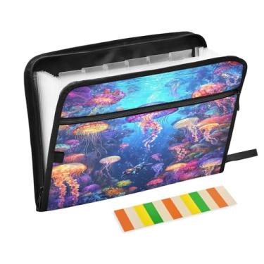 Imagem de Underwater World Organizador de arquivos pequeno acordeão à prova d'água importante organizador de documentos com alça pasta escolar