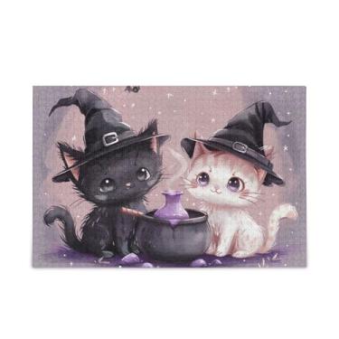 Imagem de 1000 peças de quebra-cabeça de gatos com panela de forno de madeira e papel combinados para adultos