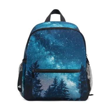 Imagem de GAIGEO Starry Night Sky Forest Small Backpack for Kids with Whistle, Adjustable Chest Strap, Girls Mini Backpack Lightweight & Compact for Ages 3-8