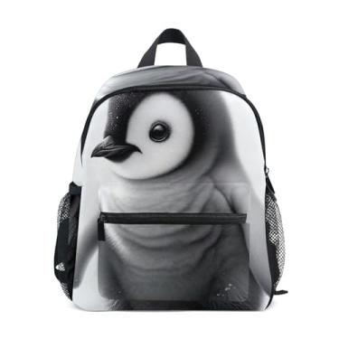 Imagem de GAIGEO Black and White Cute Penguin Child Backpack 10x4x12 In, Boys Mini Backpack with Water Bottle Pockets, Whistle Buckle