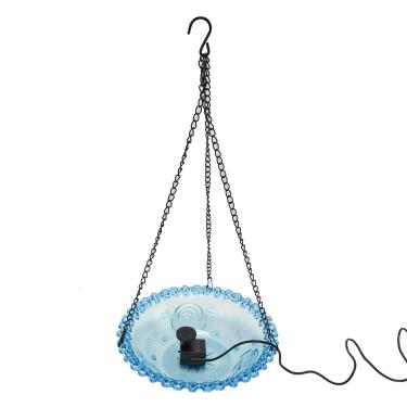 Imagem de SUNGOOYUE Fonte de Banho para Pássaros, Alimentador de Pássaros Suspenso Alimentado por USB Com Gancho de Metal para Jardim, Lago, Piscina, Banho de de Plástico de 9,25 Polegadas (BLUE)