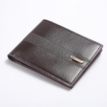 Imagem de Carteira masculina casual horizontal moderna de couro macio de grande capacidade carteira masculina carteira curta artigos de couro, Cor café, Clássico