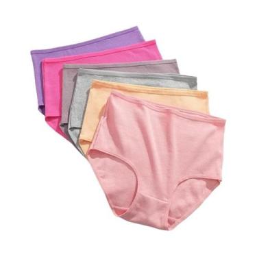 Imagem de Calcinhas De Algodão plus Size De Cintura Alta 6 Peças Respirável Em C