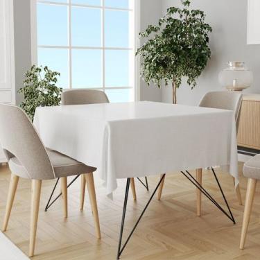 Imagem de Toalha Mesa Térmica Impermeável Pvc Linho Branco 1,60x1,40 - Idealiza
