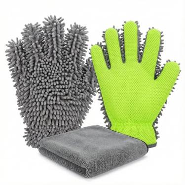 Imagem de SHSEEN Luvas de toalha de limpeza e secagem de pata de cachorro – Luvas de microfibra de chenille super absorventes para patas enlameadas, banho e cuidados pessoais, lavadora de pés de animais de