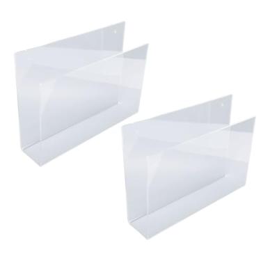 Imagem de Luocute 2 Pacotes de Suporte de Arquivo de Parede Acrílico Transparente, Organizador de Pendurado Autoadesivo de Montagem na Parede, para Pasta de Carta, Folheto, Revista,