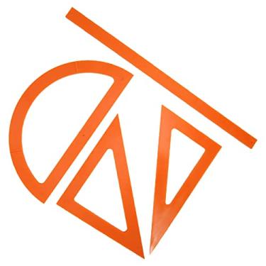 Imagem de Cryfokt Conjunto de Régua de Aprendizagem Braille Kit de Medição Preciso para Cegos, Com Transferidor e Placas Triangulares, para Pessoas Com Deficiência Visual e Escolas, Material ABS