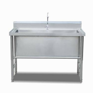 Imagem de YJMYLTO Pia de aço inoxidável independente, pia de restaurante comercial, pia grande de tigela única, pia de oficina com pernas para restaurante, cozinha, lavanderia, garagem (80 cm/31,5 pol.)