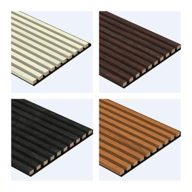 Imagem de Painéis de parede de ripas de madeira acústica premium – Painéis de absorção de som com redução de ruído para home theater, estúdio e escritório | Parede decorativa moderna para controle de eco |